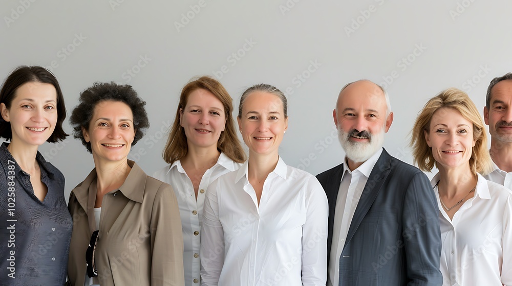 Group of Businesspeople Looking at Camera, Smiling, Plain Background, Smiling, Businesspeople