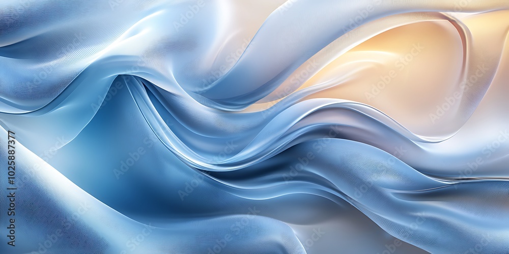 Obraz premium Soft flowing fabric in shades of blue and cream.
