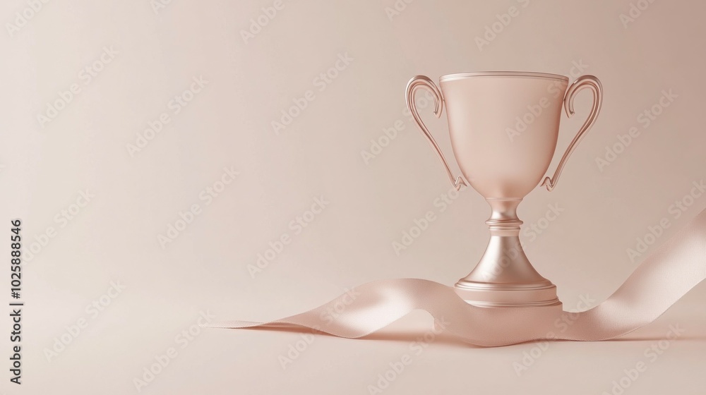 A gold trophy with a ribbon, a symbol of success. A gold trophy with a ribbon, a symbol of success.