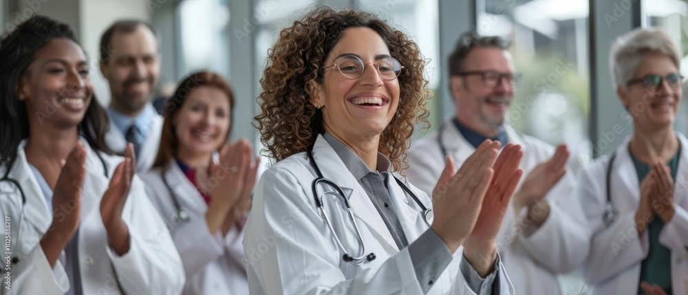 A group of medical professionals celebrates success with joyful applause, highlighting teamwork, achievement, and the spirit of collaboration in healthcare. A group of medical professionals celebrates success with joyful applause, highlighting teamwork, achievement, and the spirit of collaboration in healthcare.