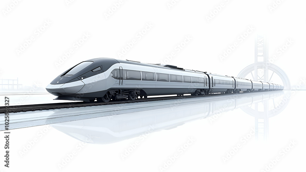 High speed train in motion on white background High speed train in motion on white background
