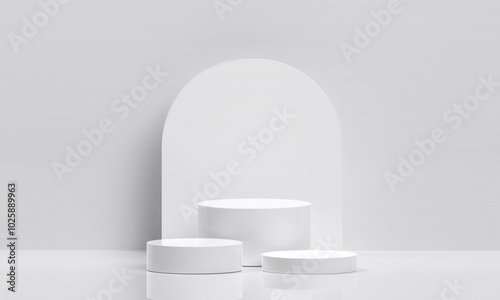 White product display podium in studio room, for display presentation