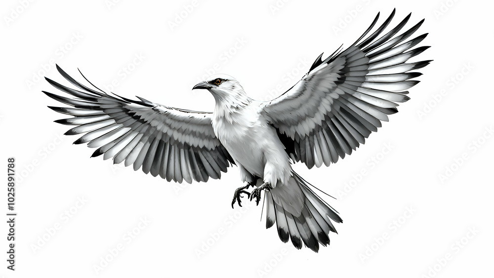 Obraz premium White eagle flying on a white background.