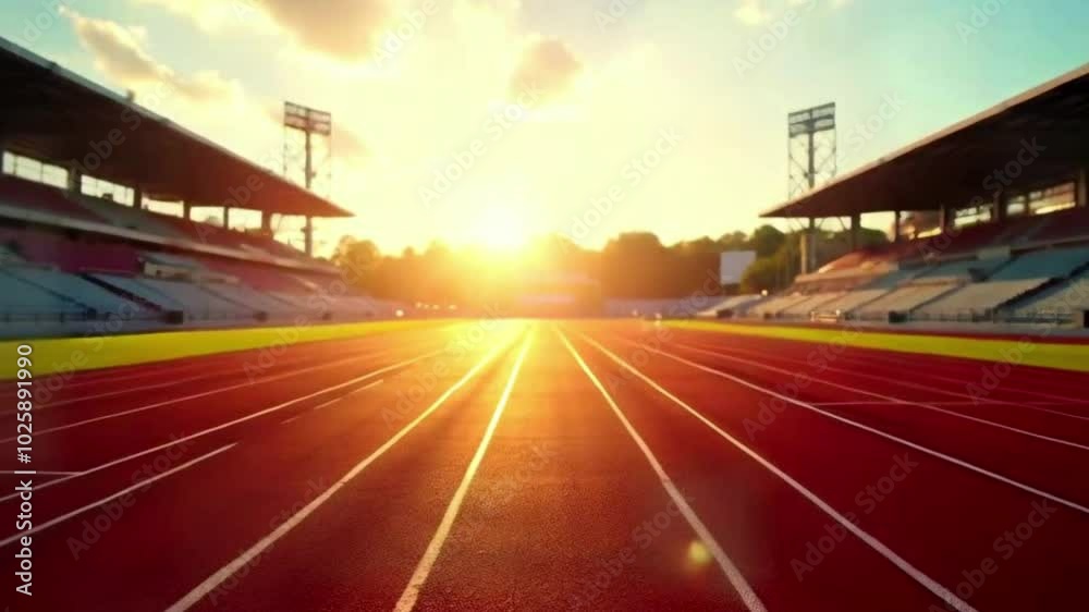 Running track in a stadium. smooth looping.  Empty Athletic Running Track in Stadium