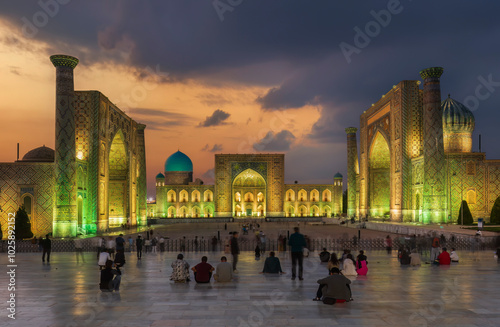 Samarkand, Uzbekistan - October. 10. 2024: Registan Square in Samarkand is one of the most famous and majestic landmarks of Central Asia