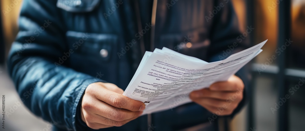 Naklejka premium Person holding documents in hands.