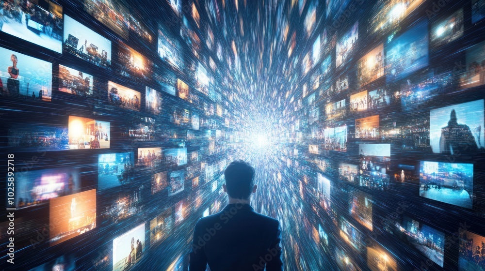 A Man Facing Digital Overload A Man Facing Digital Overload