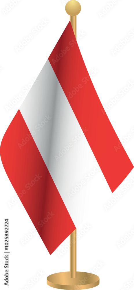 Austria flag on pole. Austria flag on pole isolated on white Austria flag on pole. Austria flag on pole isolated on white