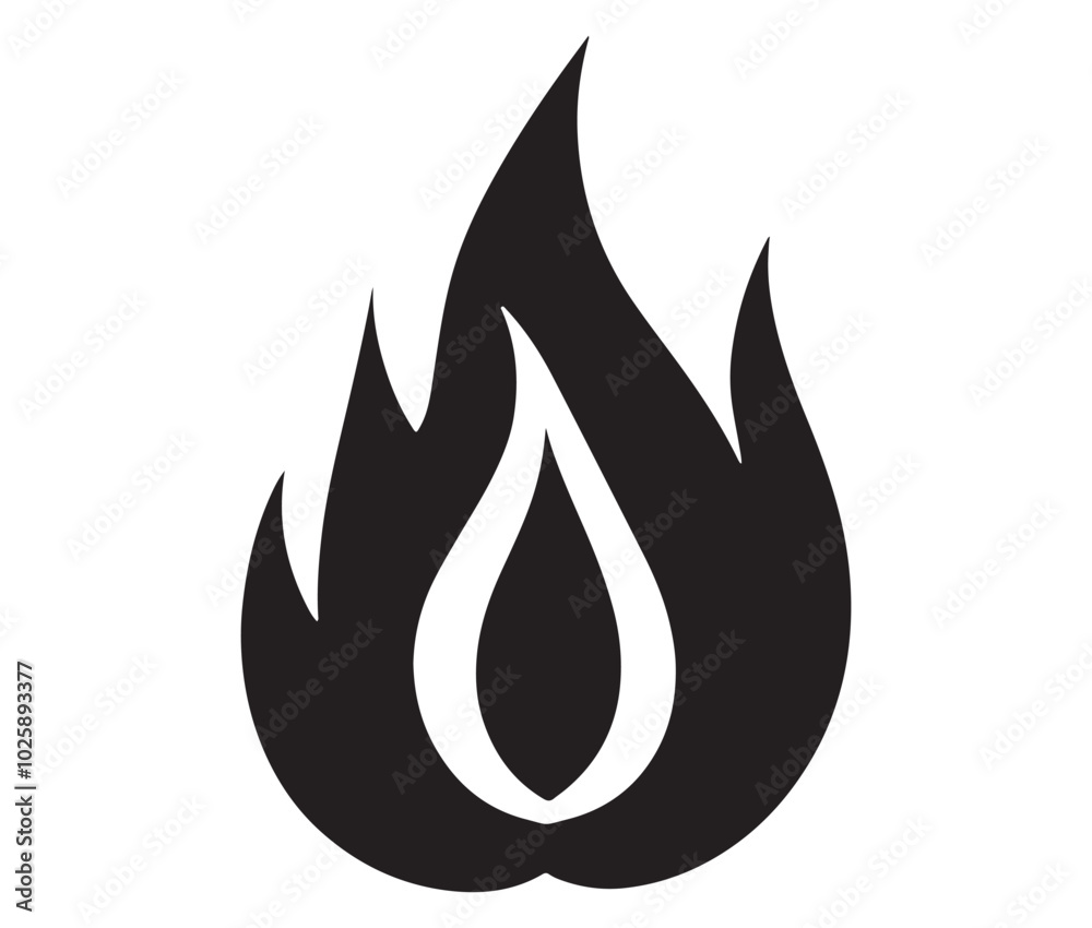Illustration of a fire, Flame fire icon, Fire flames silhouette vector Illustration of a fire, Flame fire icon, Fire flames silhouette vector