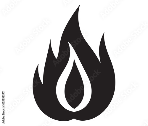 Illustration of a fire, Flame fire icon, Fire flames silhouette vector