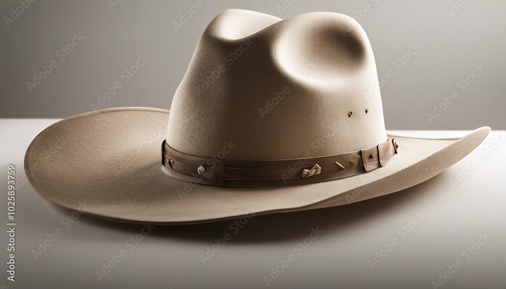 Traditional cowboy hat with a wide brim on an isolated plain white background. Traditional cowboy hat with a wide brim on an isolated plain white background.