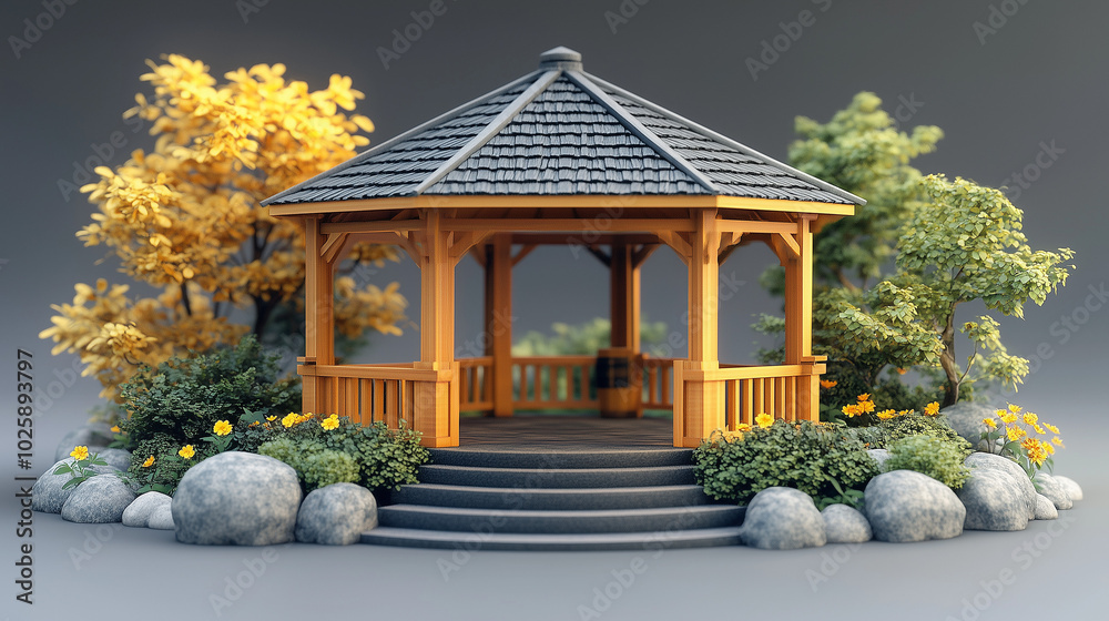 A small pavilion with lots of plants A small pavilion with lots of plants