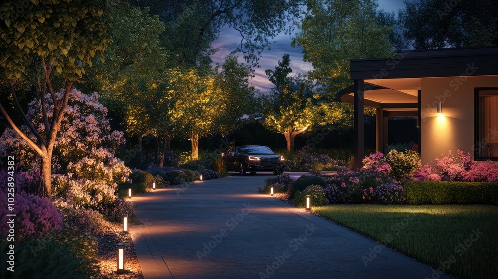 Fototapeta premium Illuminated Garden Path