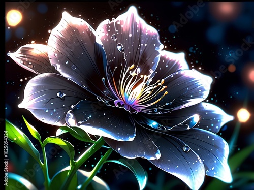 flower with water drops