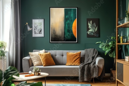 a mockup of art work, dorm room, pop style