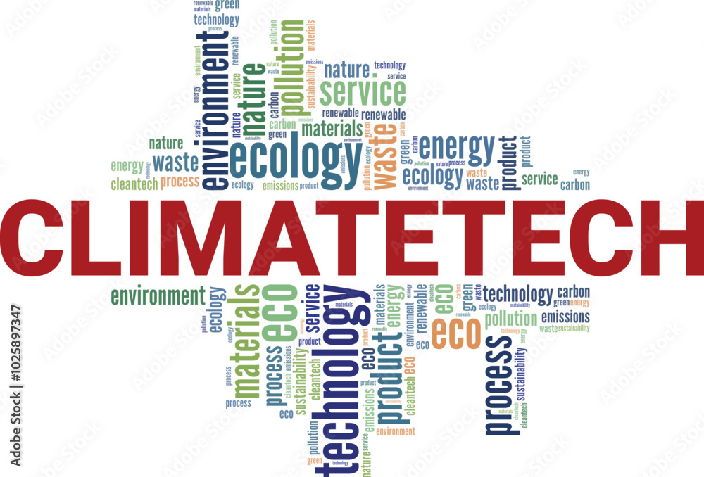 Climatetech: Clean Technology word cloud conceptual design isolated on white background. Climatetech: Clean Technology word cloud conceptual design isolated on white background.