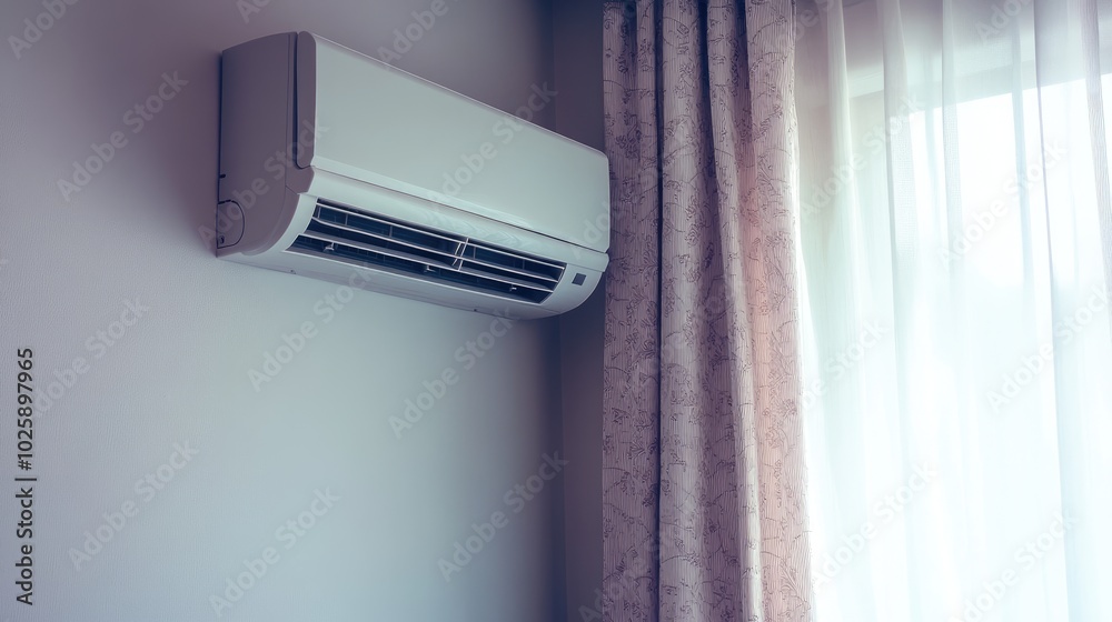Modern Air Conditioning Unit in Room Setting Modern Air Conditioning Unit in Room Setting