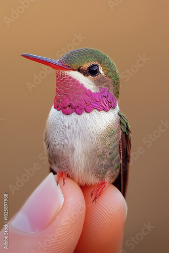 hummingbird on a hand photo