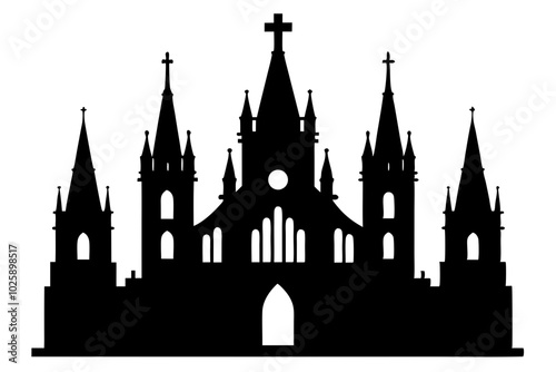 Cathedral Silhouettes | vector silhouette illustration on white background