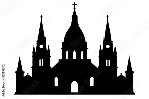 Cathedral Silhouettes | vector silhouette illustration on white background