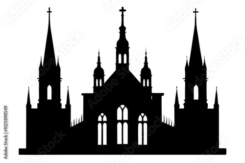 Cathedral Silhouettes | vector silhouette illustration on white background