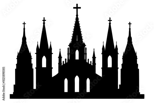 Cathedral Silhouettes | vector silhouette illustration on white background