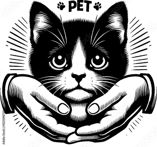 pet in human hand black and white image