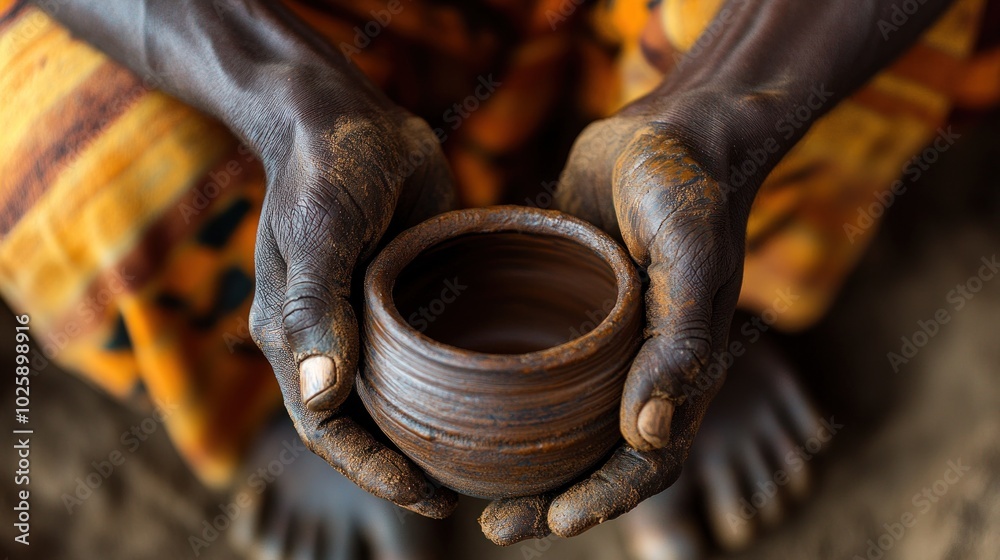 A close-up of hands holding a traditional clay pot, showcasing craftsmanship and culture. A close-up of hands holding a traditional clay pot, showcasing craftsmanship and culture.