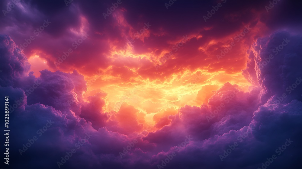 A dramatic storm forming during sunset, with dark storm clouds contrasting against the vibrant orange and purple hues of the sky. The clouds are illuminated from below by the setting sun, A dramatic storm forming during sunset, with dark storm clouds contrasting against the vibrant orange and purple hues of the sky. The clouds are illuminated from below by the setting sun,