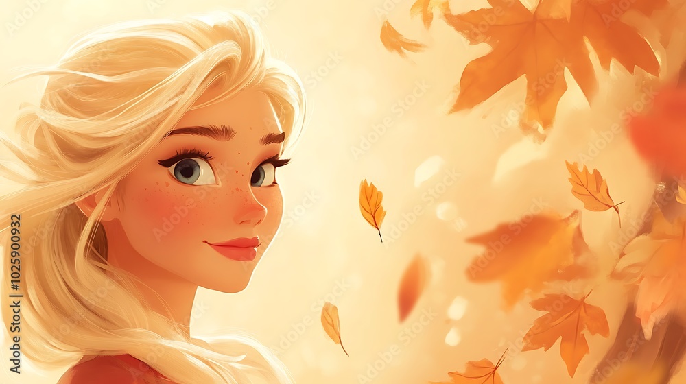 A beautiful princess in autumn forest A beautiful princess in autumn forest