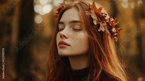 A beautiful princess in autumn forest