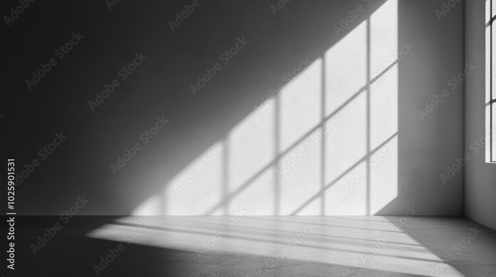 abstract. minimalistic background for product presentation. walls in large empty room greyish white. can full of sunlight. Loft wall or minimalist wall. Shadow, light from windows to plaster wall. abstract. minimalistic background for product presentation. walls in large empty room greyish white. can full of sunlight. Loft wall or minimalist wall. Shadow, light from windows to plaster wall.