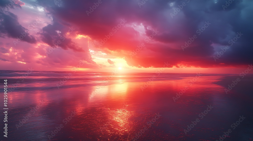 A dramatic view of a sunset storm, with dark, swirling clouds moving across the sky, partially covering the sun. The sky is painted in shades of orange, pink, and purple, A dramatic view of a sunset storm, with dark, swirling clouds moving across the sky, partially covering the sun. The sky is painted in shades of orange, pink, and purple,