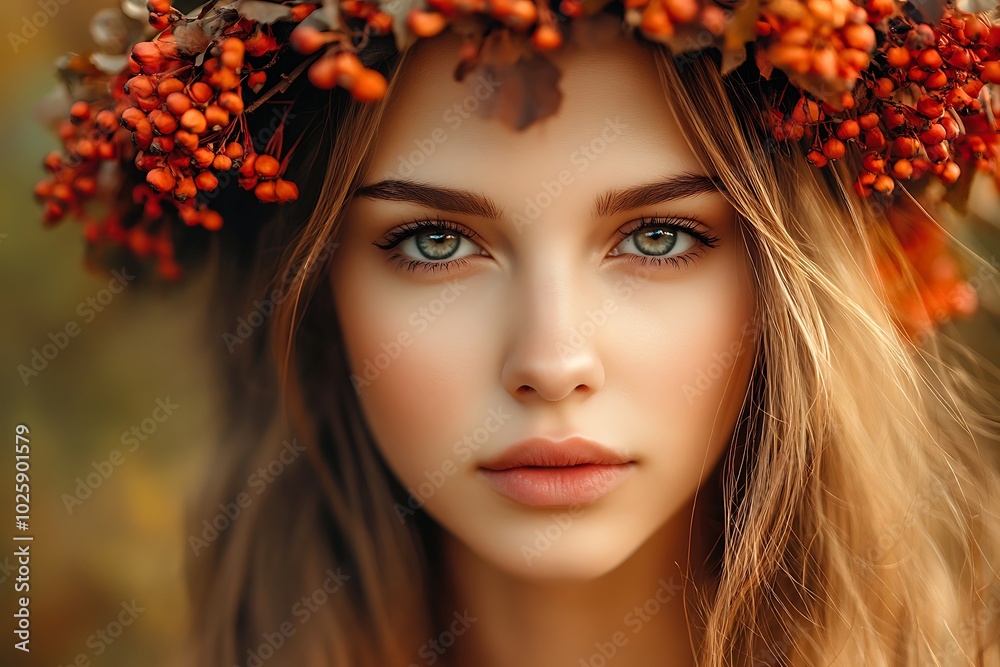 A beautiful princess in autumn forest A beautiful princess in autumn forest