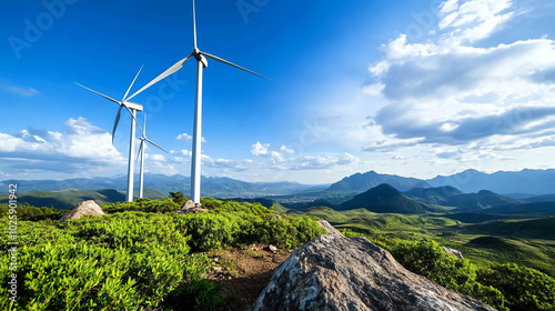 Wind turbines on a scenic landscape