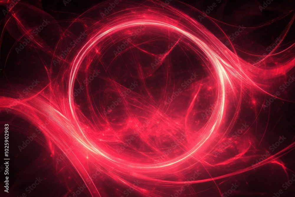 Obraz premium Abstract red glowing light effect on a black background, an oval ring shape with a speed motion trail.