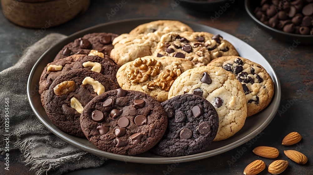 a plate of chocolate chip cookies a plate of chocolate chip cookies