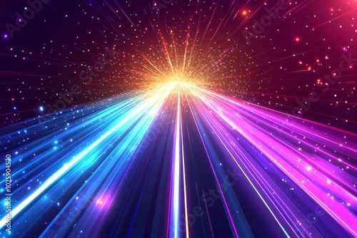 Abstract background with colorful light streaks on a black background