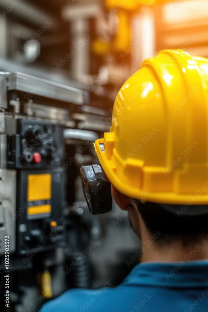 Worker overseeing a precision molding machine producing plastic components, plastic manufacturing process, industrial automation Worker overseeing a precision molding machine producing plastic components, plastic manufacturing process, industrial automation