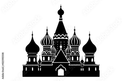 Saint Basil cathedral , Moscow, vector silhouette | vector silhouette illustration on white background