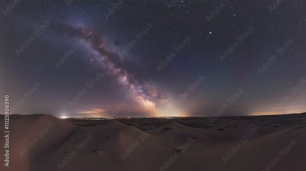 Obraz premium Stunning Milky Way Over Desert Landscape at Night