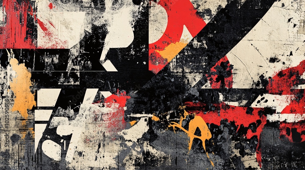 Fototapeta premium Abstract Urban Grunge Art with Bold Oversized Text Elements