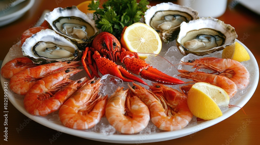 Fresh Seafood Platter with Oysters and Shrimp Fresh Seafood Platter with Oysters and Shrimp