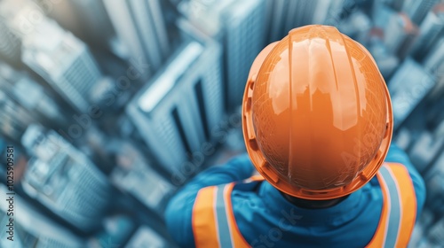 Civil engineer working on earthquakeresistant buildings top view Highlighting innovations in structural engineering Technology tone Triadic Color Scheme