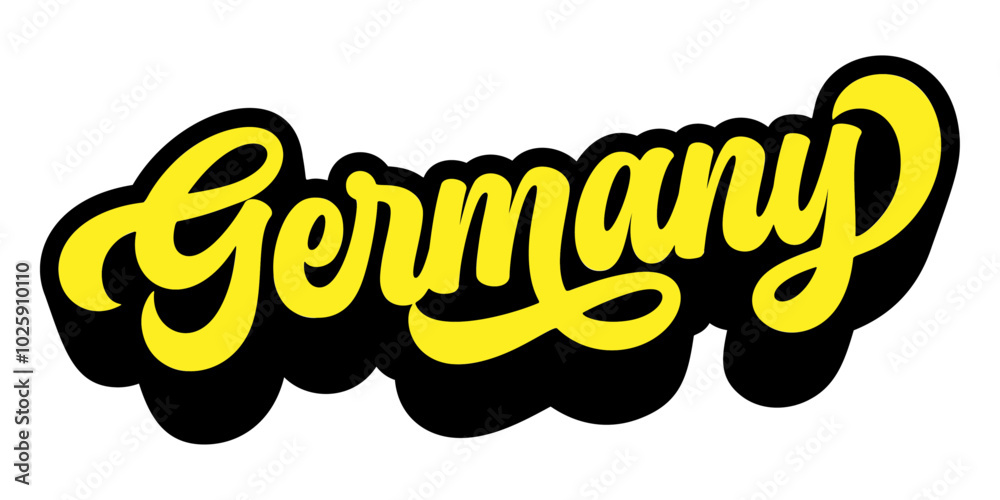 Germany country name written in retro groovy three-dimensional script lettering Germany country name written in retro groovy three-dimensional script lettering