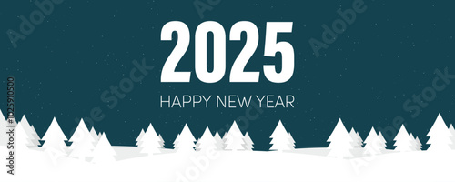 Happy New Year 2025 - Text on a winterly landscape