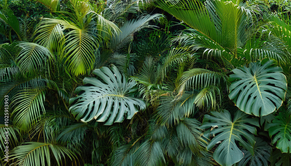 Fototapeta premium Green garden walls from tropical plants, best for web summer background.