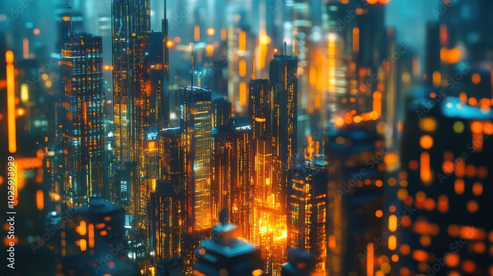 Futuristic Cityscape with Glowing Lights Futuristic Cityscape with Glowing Lights