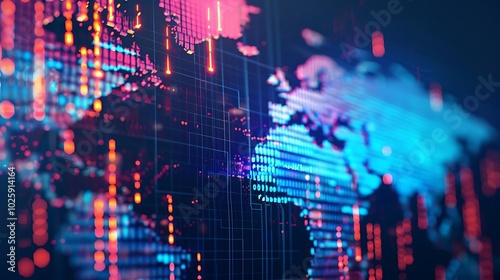 High Speed Data Flow on Global Map, Business Theme, Background, High Speed, Data Flow