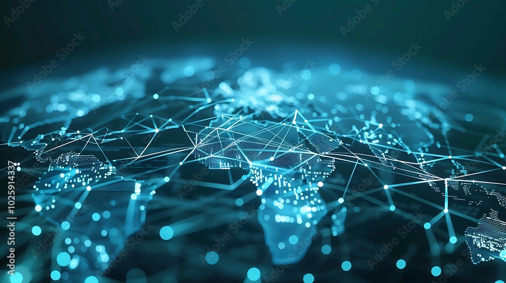 Obraz premium High Speed Global Network Paths, Business Theme, Background, Global Network, High Speed